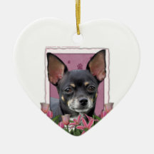Mothers Day - Pink Tulips - Chihuahua - Isabella Christmas Tree Ornament