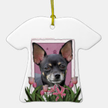 Mothers Day - Pink Tulips - Chihuahua - Isabella Christmas Tree Ornaments