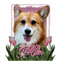 Mothers Day - Pink Tulips - Corgi - Owen Acrylic Cut Outs