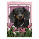 Mothers Day - Pink Tulips - Dachshund - Winston Greeting Cards