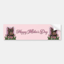 Mothers Day - Pink Tulips - Doberman - Red - Rocky Bumper Stickers