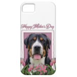 Mothers Day Pink Tulips Greater Swiss Mountain Dog