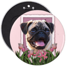 Mothers Day - Pink Tulips - Pug