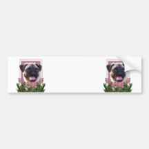 Mothers Day - Pink Tulips - Pug Bumper Stickers