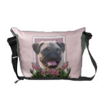 Mothers Day - Pink Tulips - Pug Courier Bag