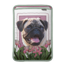 Mothers Day - Pink Tulips - Pug Sleeves For MacBook Air