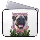 Mothers Day - Pink Tulips - Pug Laptop Sleeve