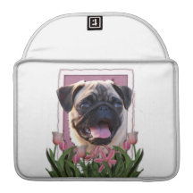 Mothers Day - Pink Tulips - Pug MacBook Pro Sleeve