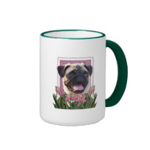 Mothers Day - Pink Tulips - Pug Mug