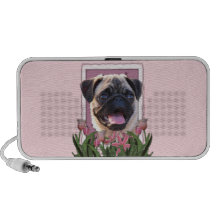 Mothers Day - Pink Tulips - Pug Notebook Speakers