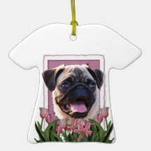 Mothers Day - Pink Tulips - Pug Ornament
