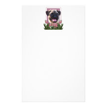 Mothers Day - Pink Tulips - Pug Stationery Design