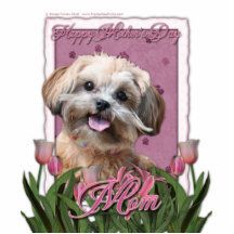 Mothers Day - Pink Tulips - ShihPoo - Maggie Cut Out