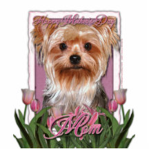 Mothers Day - Pink Tulips - Yorkshire Terrier Photo Cutout