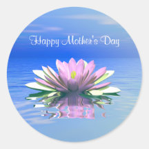 Mother's Day Pink Water Lily Round Sticker