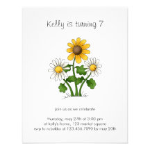 Mother's Flowers · Yellow & White Flowers Personalised Invitation