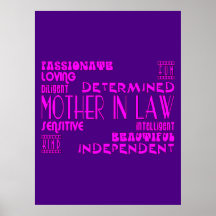 Mothers in Law Birthdays & Weddings : Qualities Posters