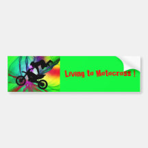 Motocross in Psychedelic Spider Web Bumper Sticker