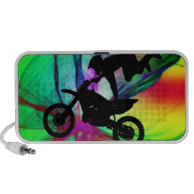 Motocross in Psychedelic Spider Web iPod Speakers