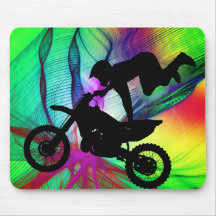 Motocross in Psychedelic Spider Web Mouse Mat