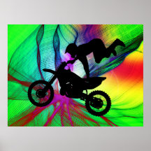 Motocross in Psychedelic Spider Web Print