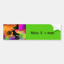 Motocross Jump in Fire Circles Bumper Stickers