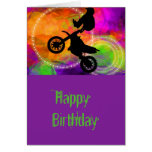 Motocross Jump in Fire Circles Greeting Card