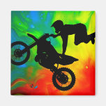 Motocrossing in a Solar Flare Up Fridge Magnet