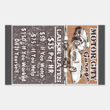 MOTOR CITY Labour Rates Toolbox Stickers