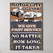 MOTOR CITY METAL SIGN POSTER