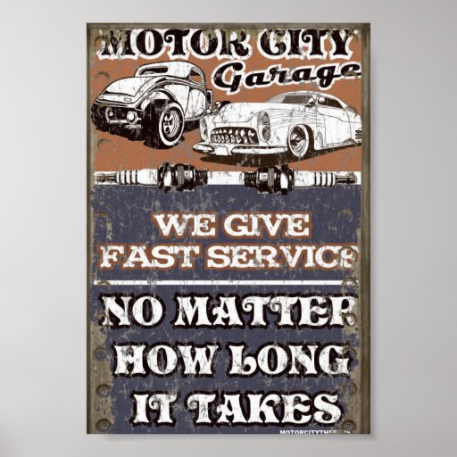 MOTOR CITY METAL SIGN POSTER