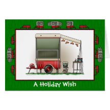Motor Cycle Camper Trailer Holiday Wish Cards