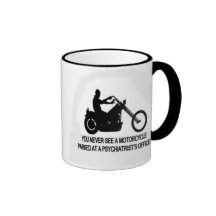 Motorcycle Parked Outside A Psychiatrist's Office Coffee Mugs