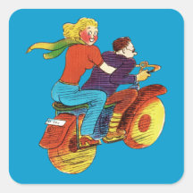 Motorcycle Pin-Up Square Stickers