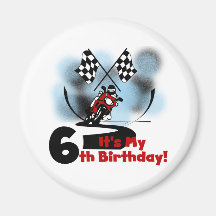Motorcycle Racing 6th Birthday Magnets