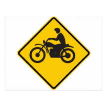 Motorcycle Traffic Highway Sign Post Cards