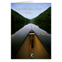 Mountain Canoe Fishing Blank Greeting Card