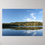 Mountain Lake, Forest, Cabins, Blue Sky Posters