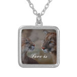 Mountain lions in love personalized necklace