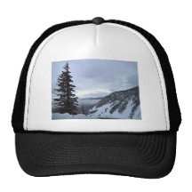 Mountain overlook with snow mesh hat