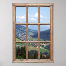 Mountain Valley View from a Window Posters