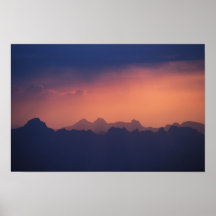 Mountians in the evening poster