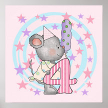 Mouse 4th birthday T-shirts and Gifts Posters