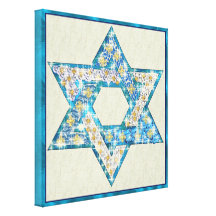 Mouse Drawn Gem Decorated Star Of David Gallery Wrap Canvas