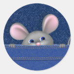 Mouse in Pocket Round Sticker