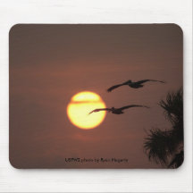 Mousepad / Pelicans Fly at Sunset