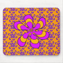 Mousepad Purple Yellow Triple Flowers