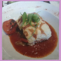 Moussaka on a napkin napkins