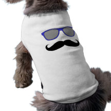 Moustache and Blue Sunglasses Humour Doggie Tshirt