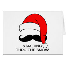 Moustache Christmas - Staching thru the snow Greeting Card